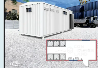 Baño 2 Lavamanos y 6 Duchas en arriendo — RENTACONT
